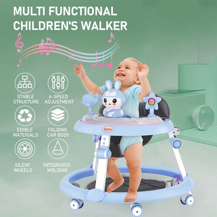 Trotteur bébé évolutif musical  - CREMLANK - 6 à 18 mois - Réglage du coussin à 5 niveaux - 20X52CM - Plastique