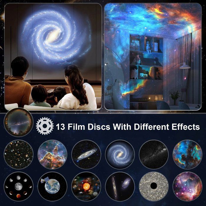 Projecteur de nuit 360°,ciel étoilé, système solaire,lune, nébuleuse, Voie lactée,cosmonaute, pour enfants et adultes-Lampe
