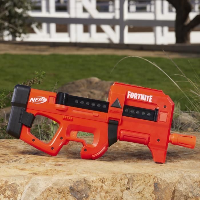 Nerf Fortnite Compact SMG, blaster a dardi motorizzato, rivestimento rosso ultra, caricatore interno da 8 dardi, include 8 dardi