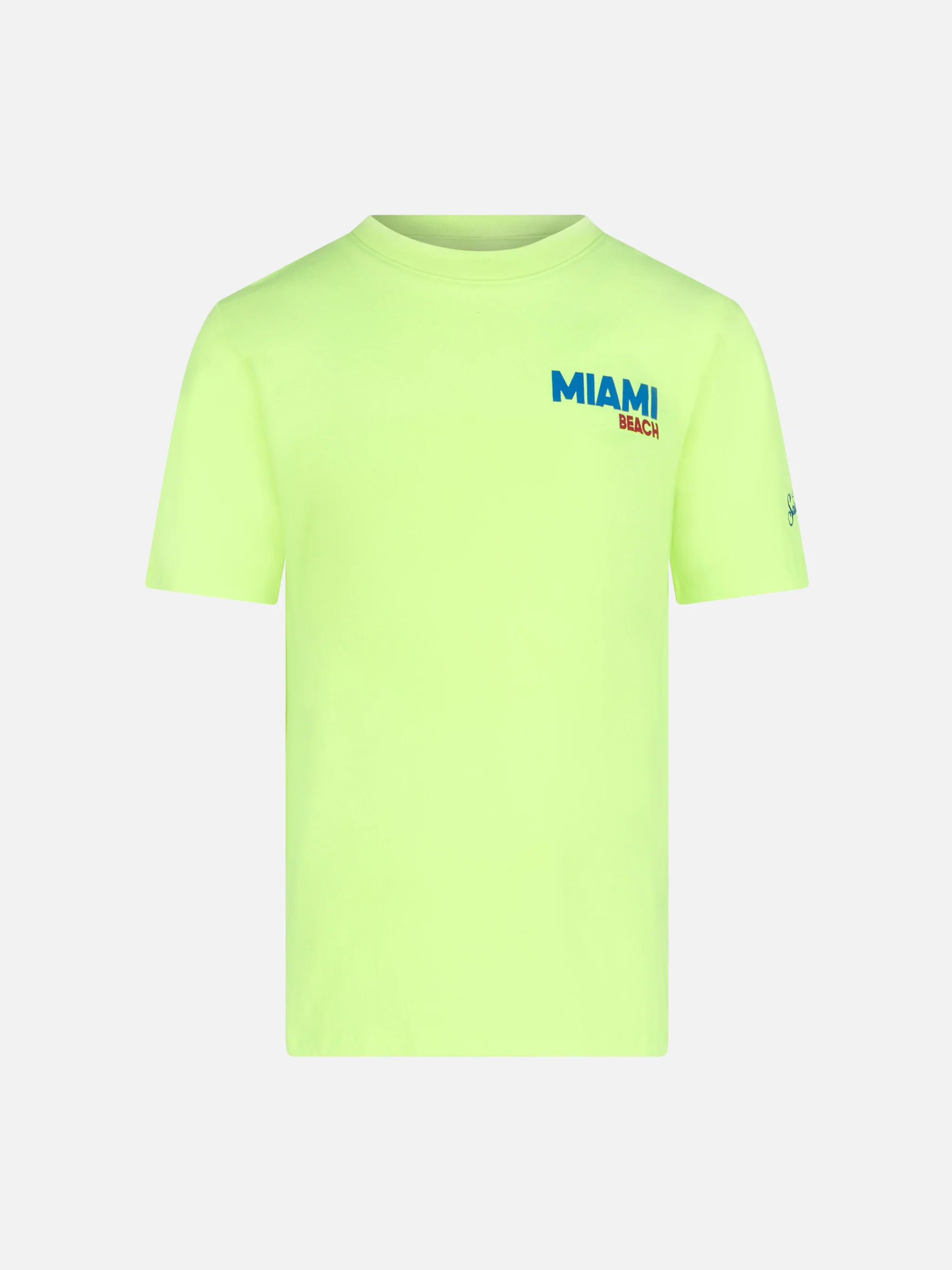 Camiseta infantil de algodón con estampado de postal de Miami Beach