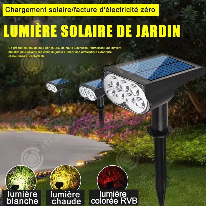 INN Spot solaire lumière colorée 7LED spot solaire extérieur imperméable projecteur extérieur exterieur solaire lampes solaires
