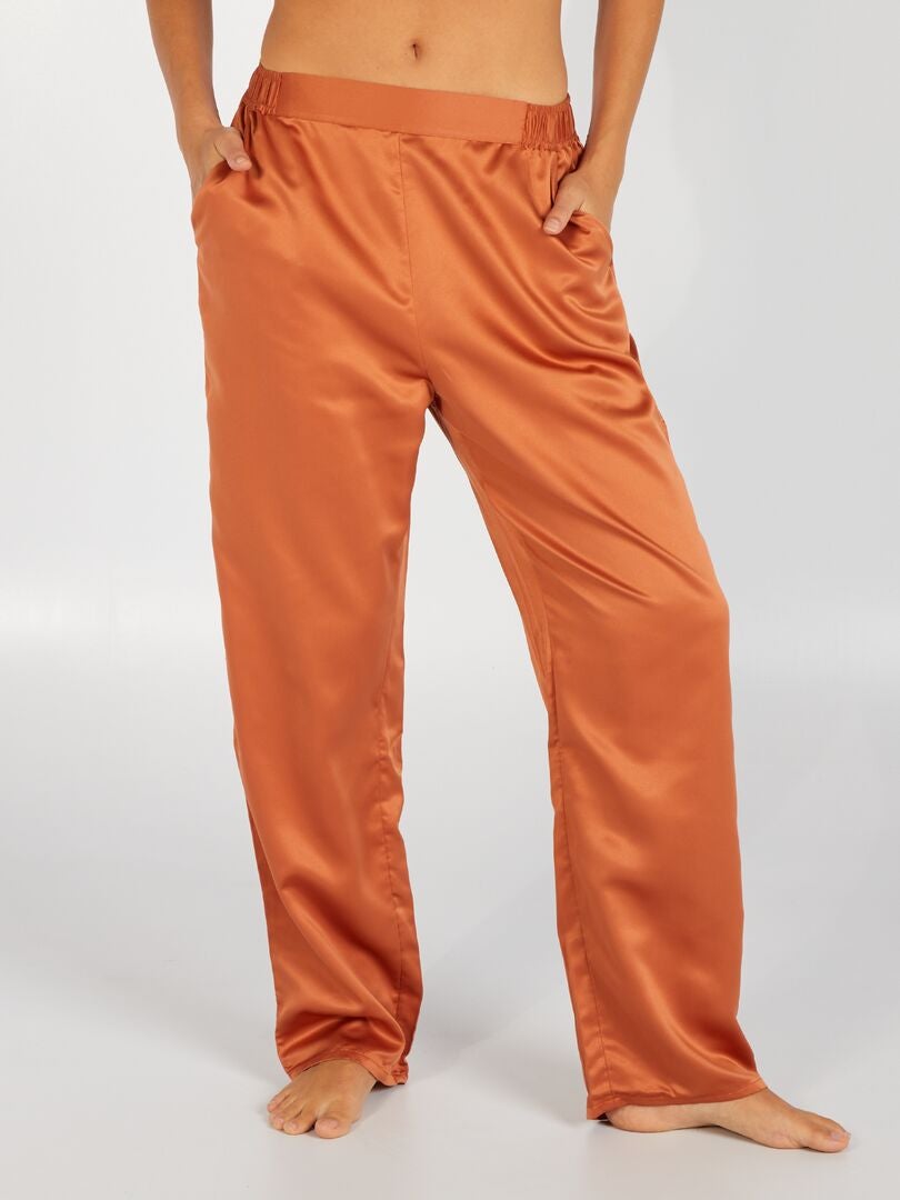 Calça de pijama de cetim 'Sans Complexe' - BEGE