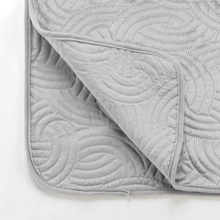 Couvre lit 220x240 cm + 2 Housses de coussin - Velours - Relief graphique - Gris