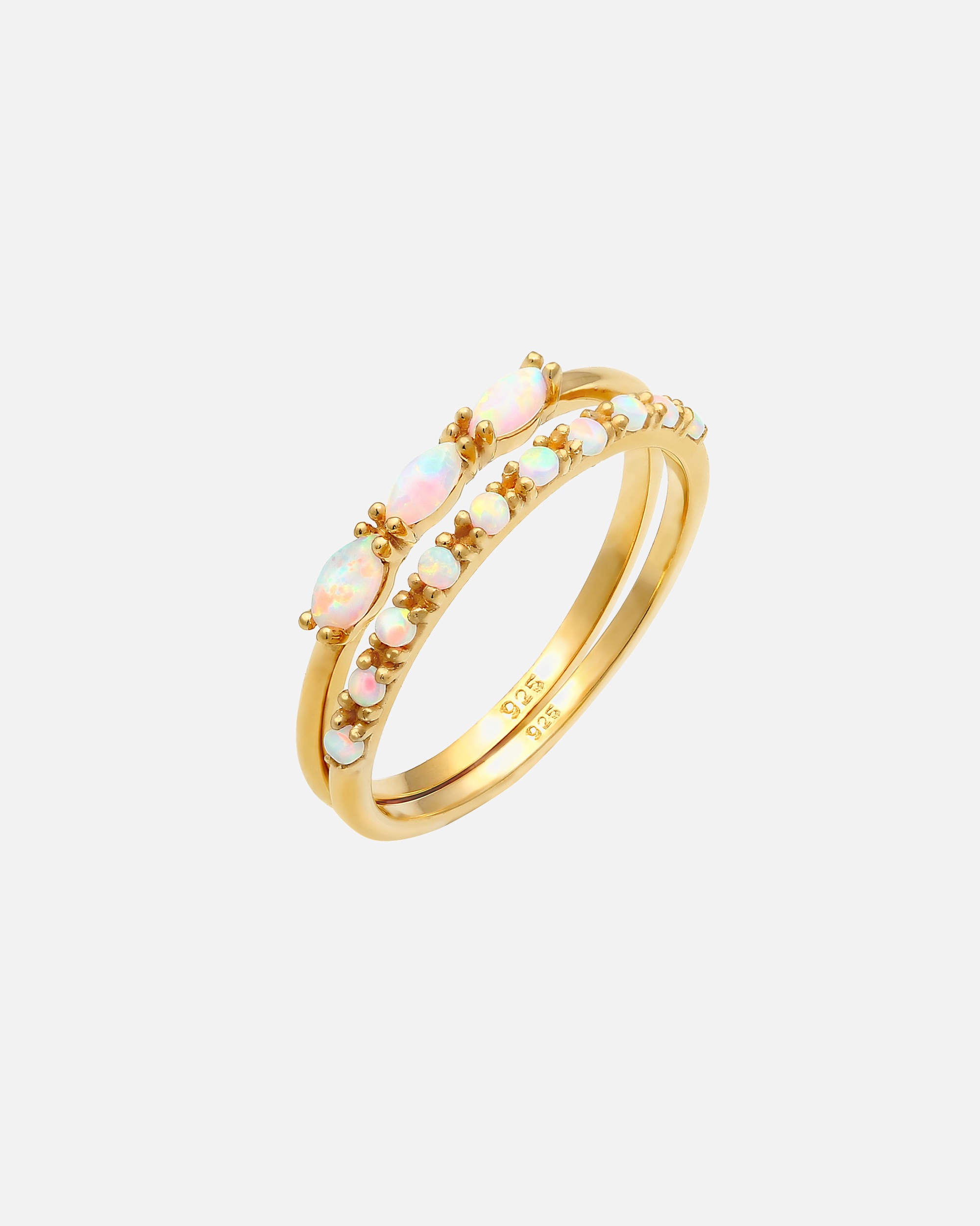 Elli pour femme au design vintage avec opale synthétique en 925/1000 argent massif