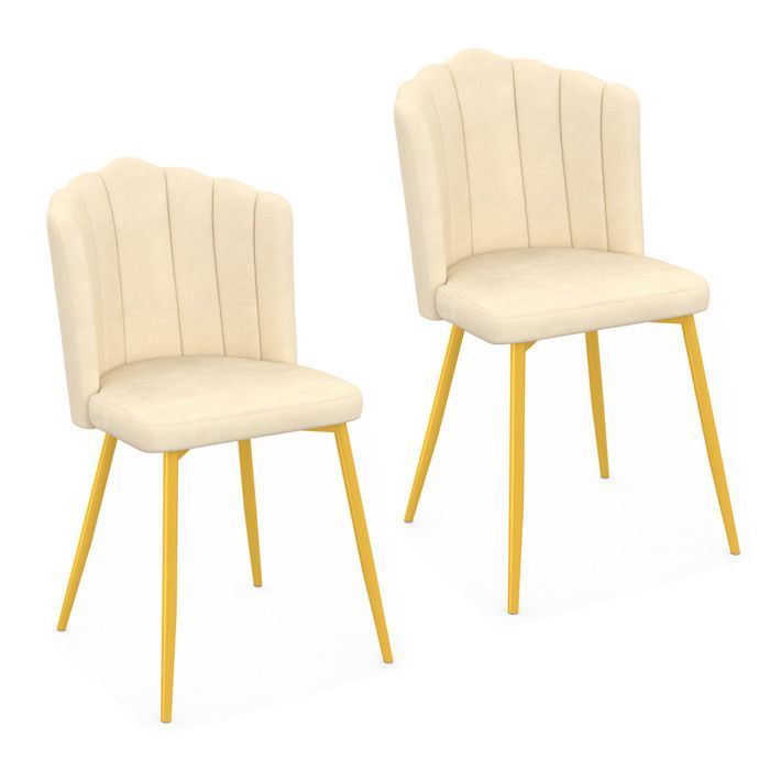 IDMARKET Lot de 2 chaises de salle à manger ADELLA en velours beige