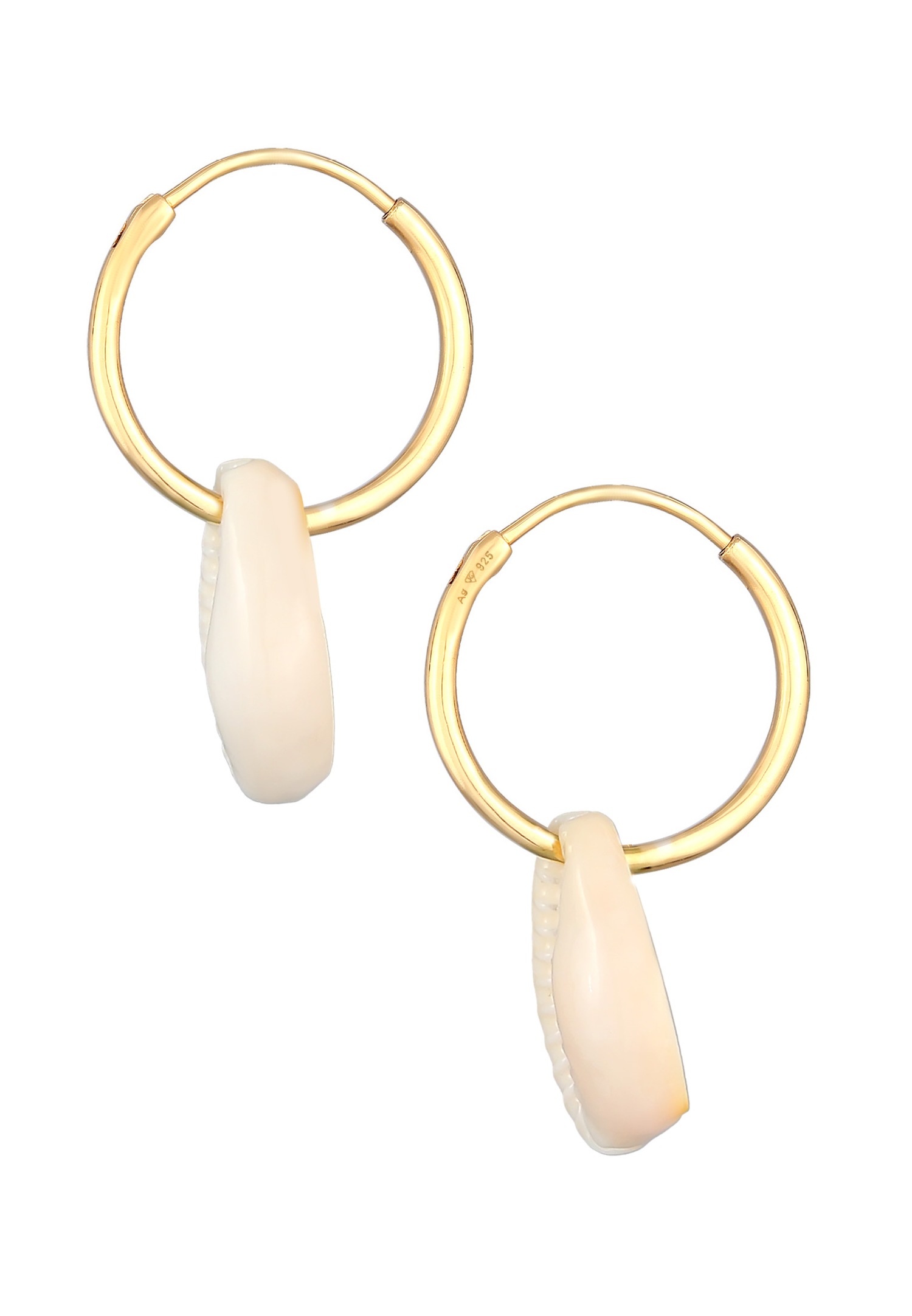 Elli Femmes Créoles Tendance avec coquillage cauri en argent sterling 925 plaqué or