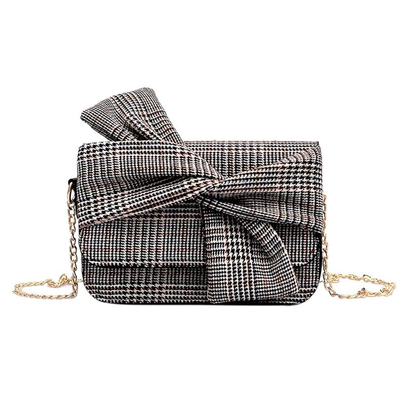 Sacs bandoulière femme tendance, style rétro classique, en PU, motif unique avec nœud décoratif, bandoulière chaîne décontractée.