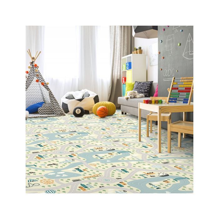Vinylboden für Kinder – Transparente Autostrecke – 2 m x 2 m Rolle