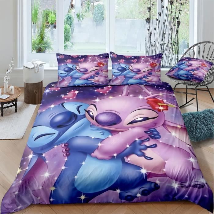 Kinderbettwäsche-Set mit Stitch-Motiv, Einzelbettbezug – ideal für alle Jahreszeiten – 3D-Muster