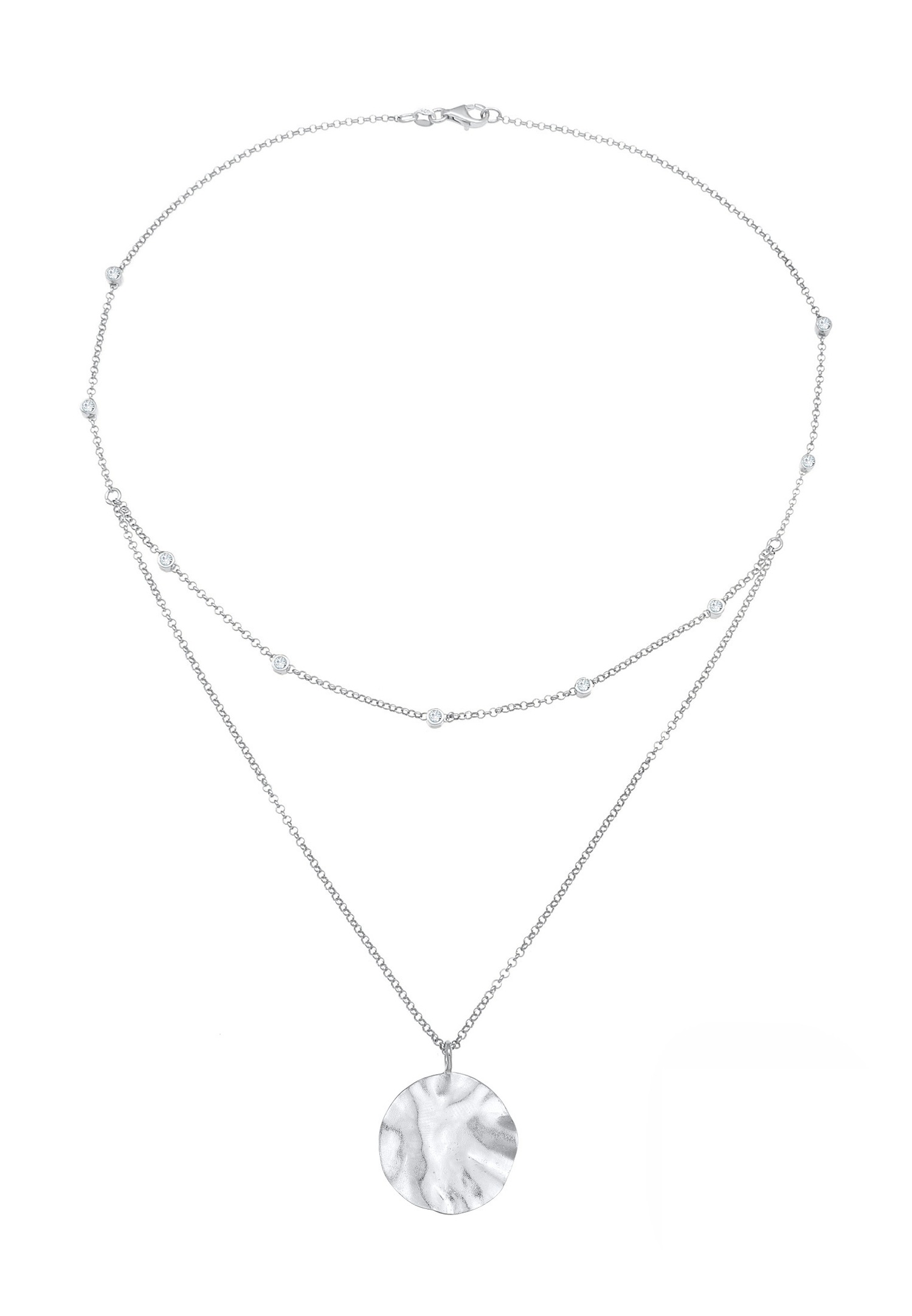 Elli Pendentif de Plaquette à Couche avec Cristaux Collier Femme - (925/1000) Argent