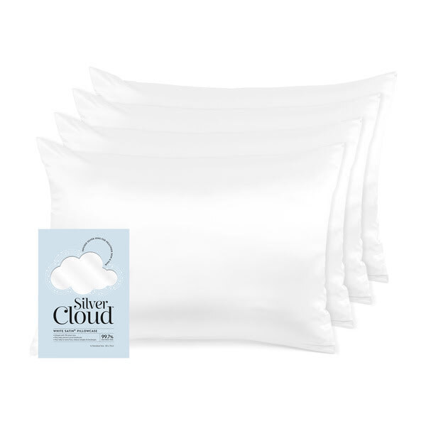 Sada 4 povlaků na polštář Silver Cloud White Satin