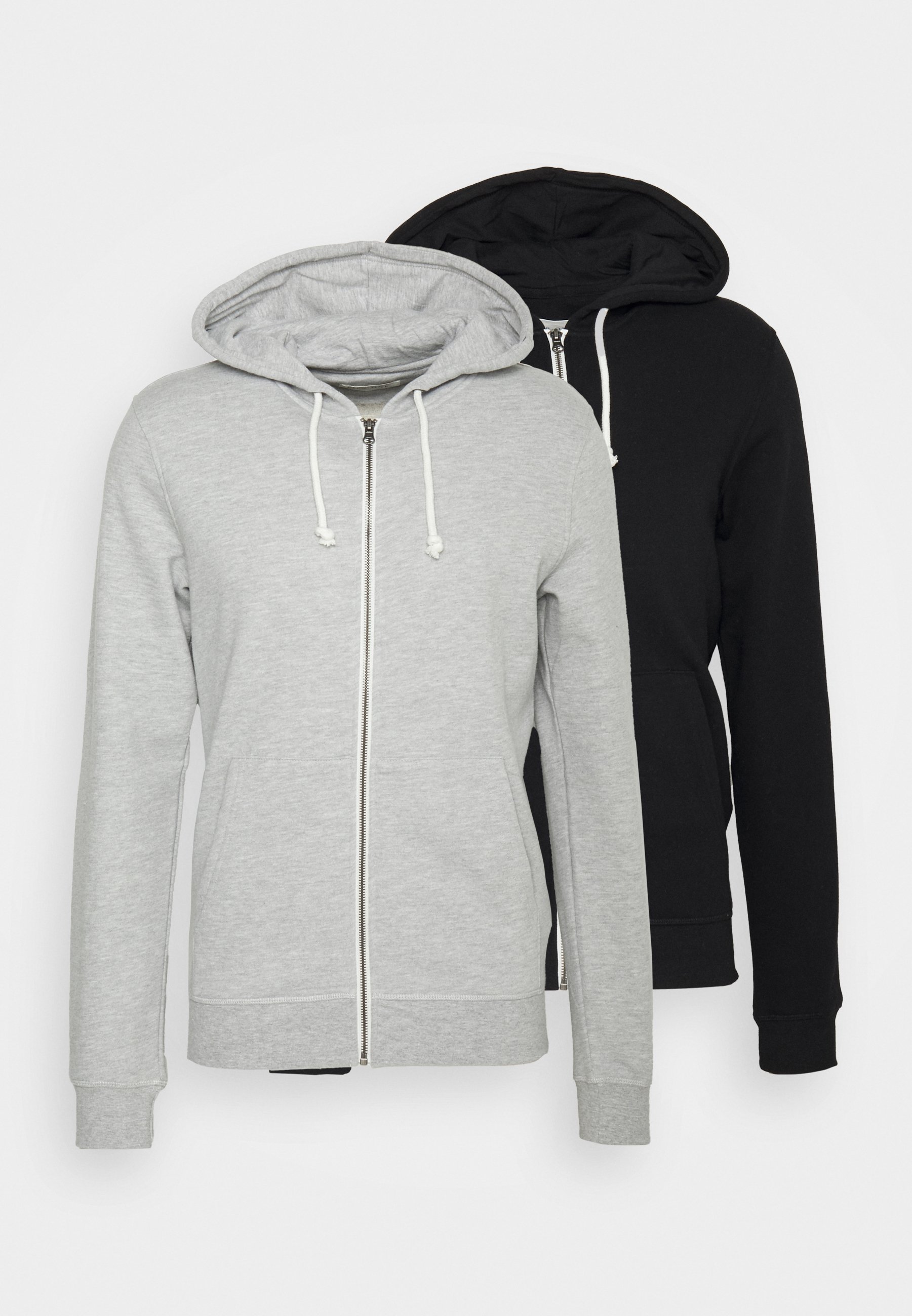 Lot de 2 sweats à capuche zippés Pier One - noir/gris clair chiné