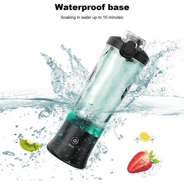 Blender Portable 600ml Mixeur Portable pour smoothies et milk-shakes Fresh Juice Mixer Bouteille avec USB-C rechargeable et 6 lames