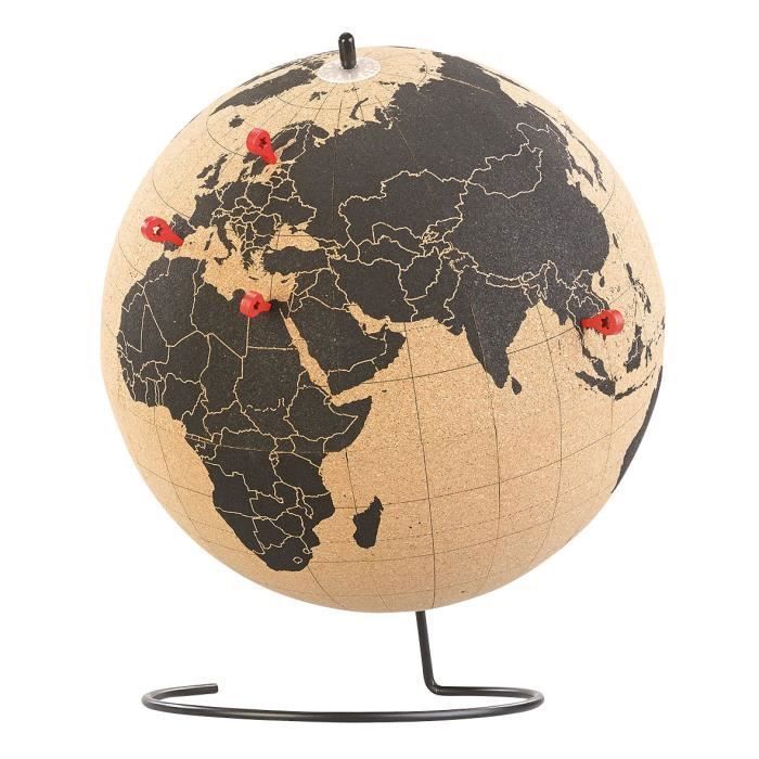 Globo giratorio de corcho - DE FÁBRICA - Ø 25 cm - 15 clavijas - Uso en interiores - Adulto - Unisex