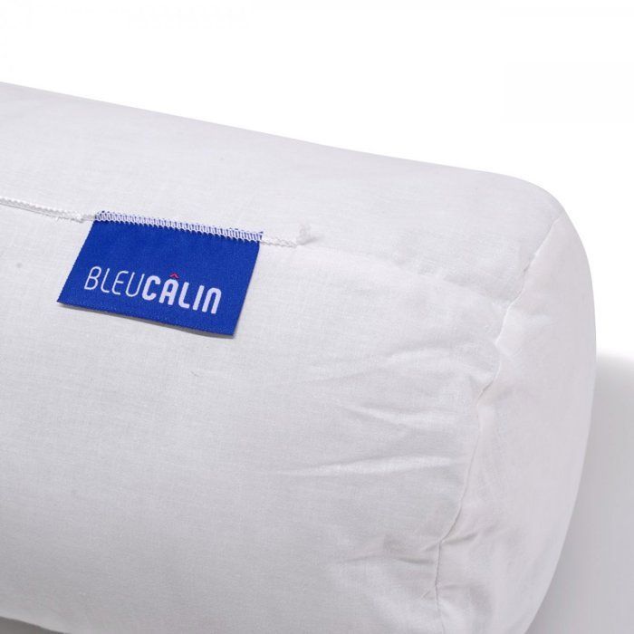 Cojín cilíndrico de 140 cm de algodón orgánico - Suave y cómodo - Funda 100 % algodón orgánico - AZUL ACOGEDOR