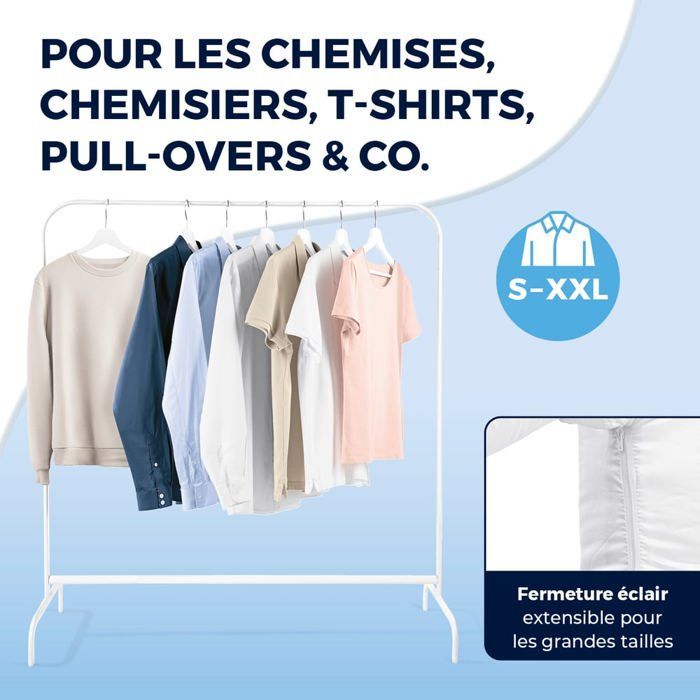Repasseuse à chemises CLEANmaxx PRO KOMPAKT - facile à accrocher à la porte et repassage automatique - noir/argent