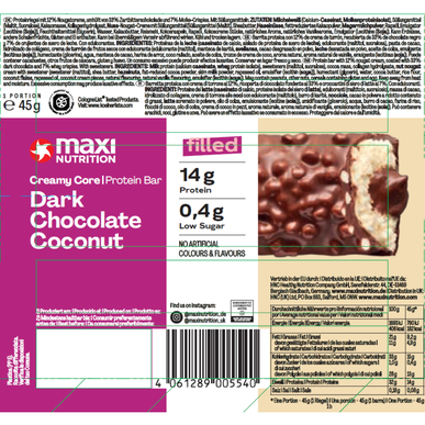 Maxi Nutrition Proteinová tyčinka Creamy Core s příchutí hořké čokolády 45 g 45 g