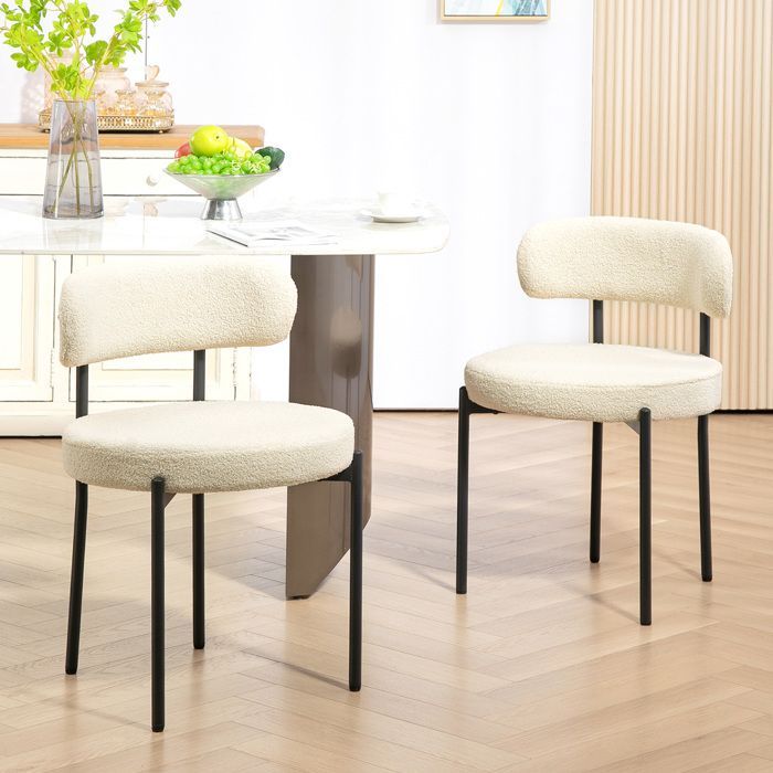 Juego de 2 sillas de comedor - HOMCOM - respaldo de tela, patas de acero - 51 x 51 x 76 cm - beige y negro