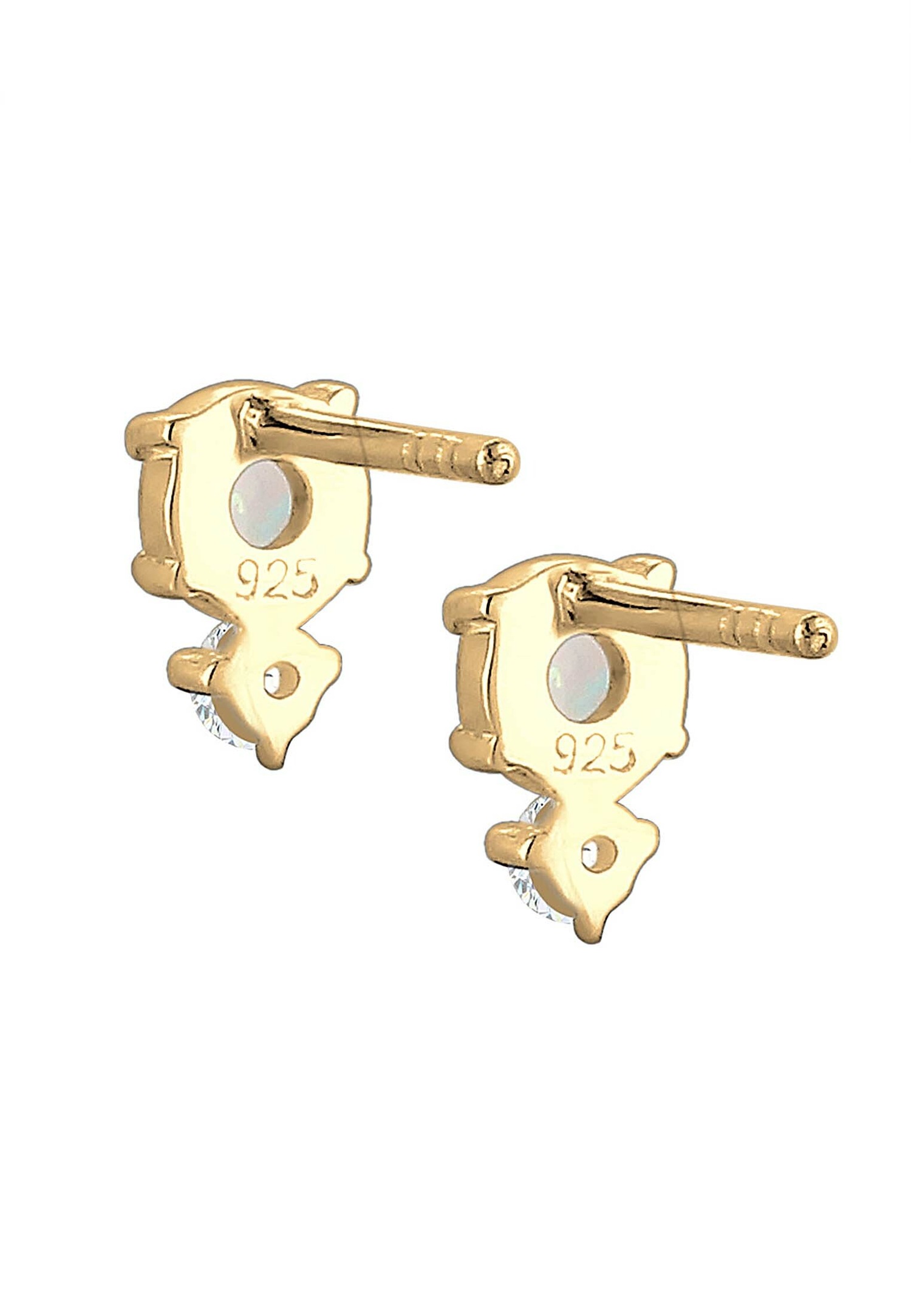Elli Femmes Clous d'oreilles Vintage avec cristaux de zirconium et opale en argent sterling 925 plaqué or