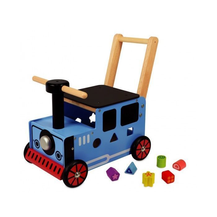 I'm toy - Porteur en bois pour bébé le petit train bleu - IM87571