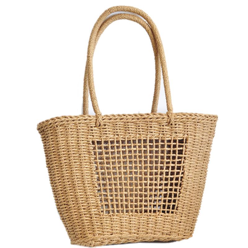 Sac de plage creux en paille tressée, design créatif et individuel