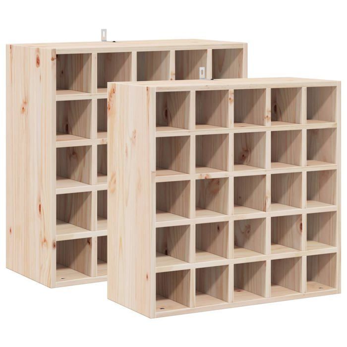 Botellero de pino - vidaXL - Natural - Pino macizo - 62x25x62 cm - Modular - Gran capacidad de almacenamiento