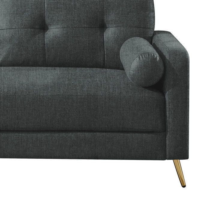 Ensemble 2 canapés + fauteuil en microfibre anthracite - GLIMAR