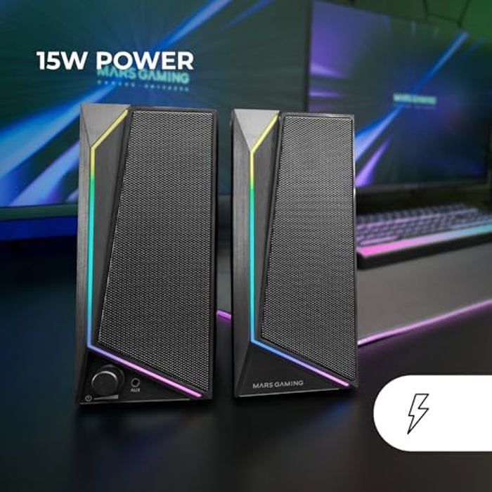Gaming Speakers - MARS GAMING - MS72 - 15W - RGB Flow Lighting - USB and Jack