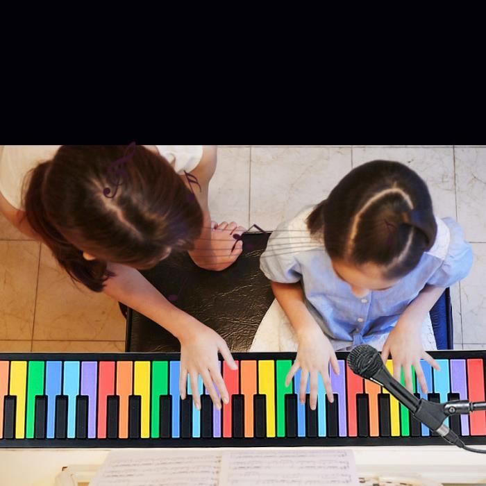 Piano électronique multifonctionnel portable arc-en-ciel à 49 touches, instrument de musique pour enfants, jouets d'éducatf