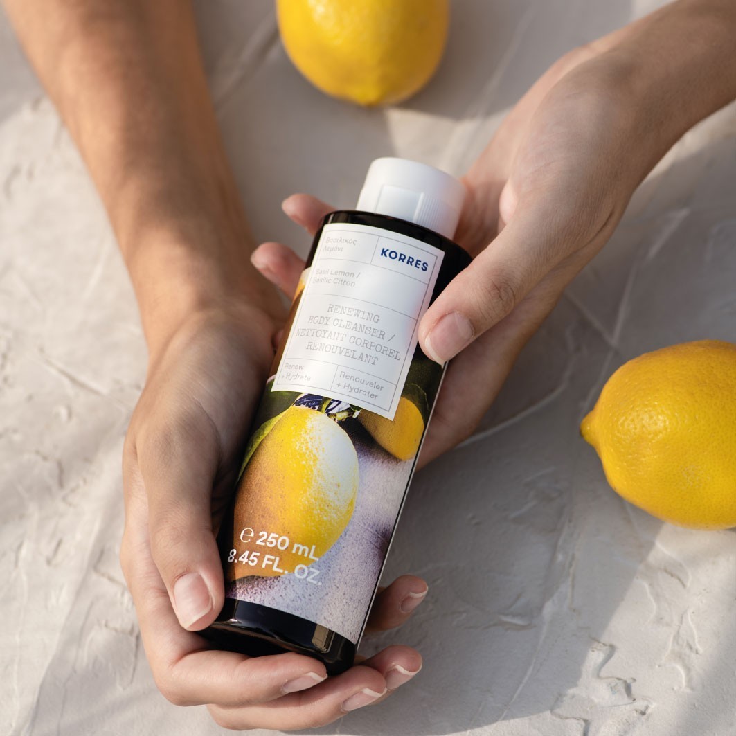 Korres regeneracijski gel za prhanje z baziliko in limono - 250 ml