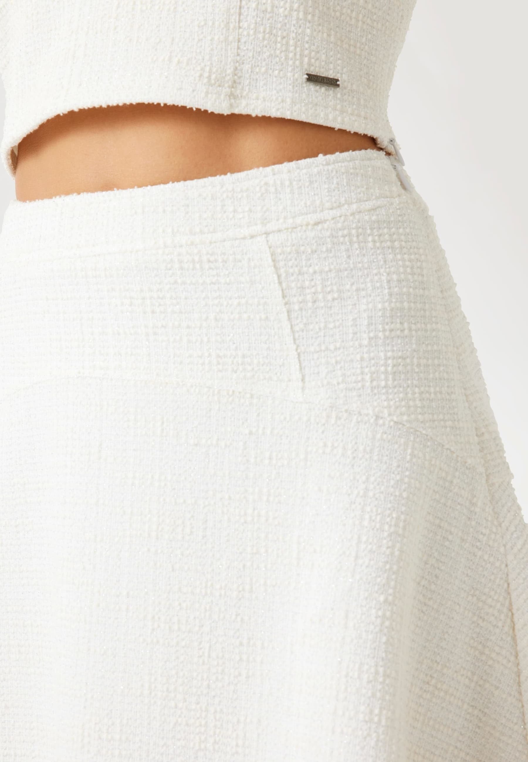 Guess korte uitlopende tweed A-lijn rok - wit