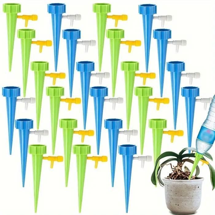 Kit de riego por goteo automático de 40 piezas con válvula ajustable, perfecto para plantas de jardín y macetas.