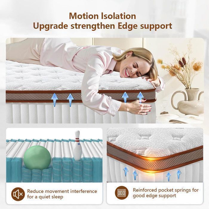 Matras 140x200 cm, 30 cm dik, traagschuimmatras, ultra ademend, 10 comfortzones, medium stevig, Oeko-Tex® gecertificeerd