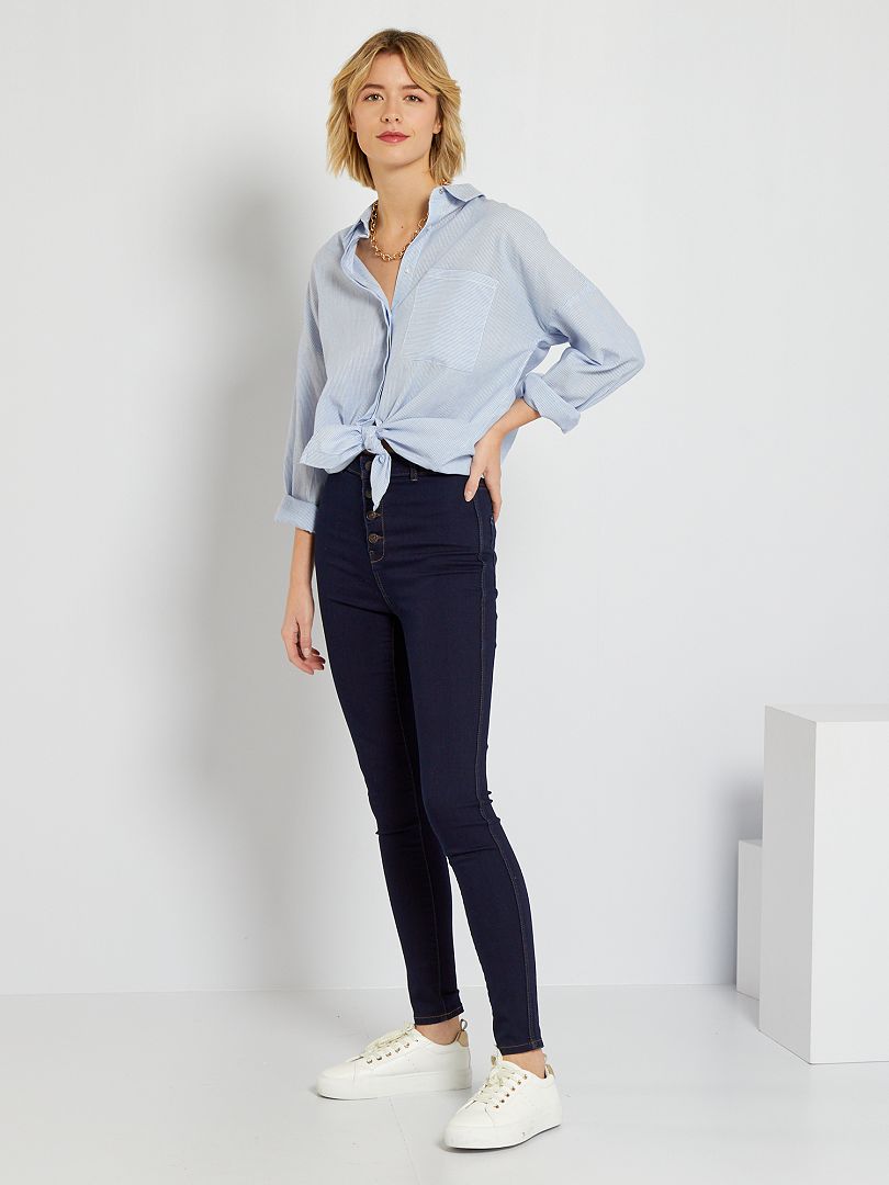 Calça jeans skinny com efeito modelador - AZUL