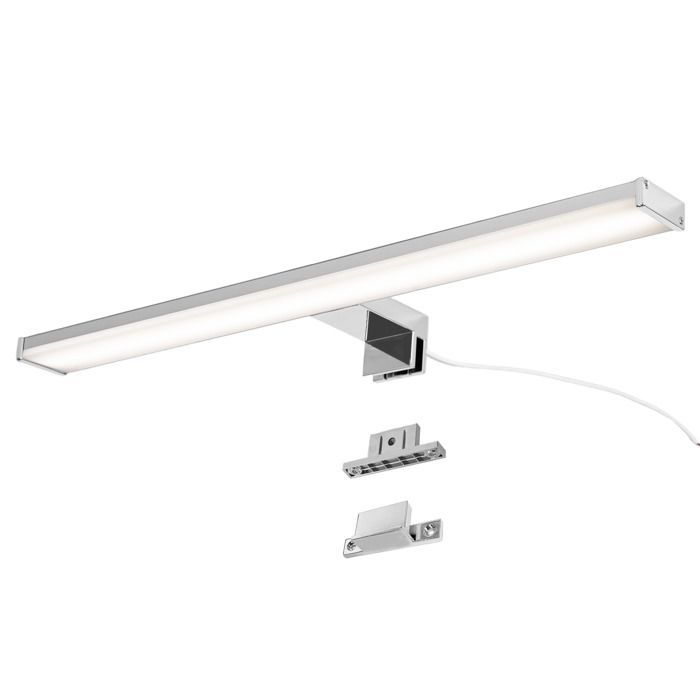 Aplique de pared LED de 12 W y 50 cm con protección IP44 para baño, espejo y muebles, diseño delgado, en aluminio cromado con luz blanca neutra.