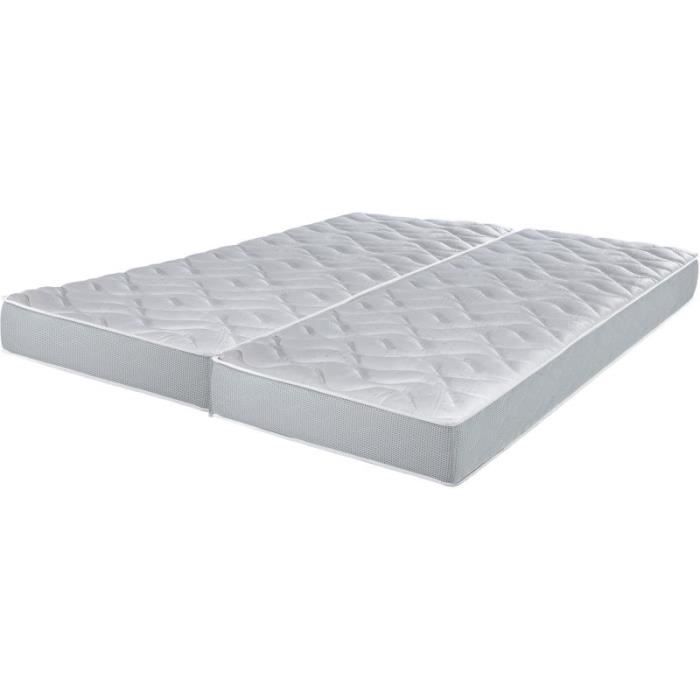 Lit électrique Storm x 2 - 140x190 S62 - Latex - 2 sommiers indépendants - Equilibré - Gris