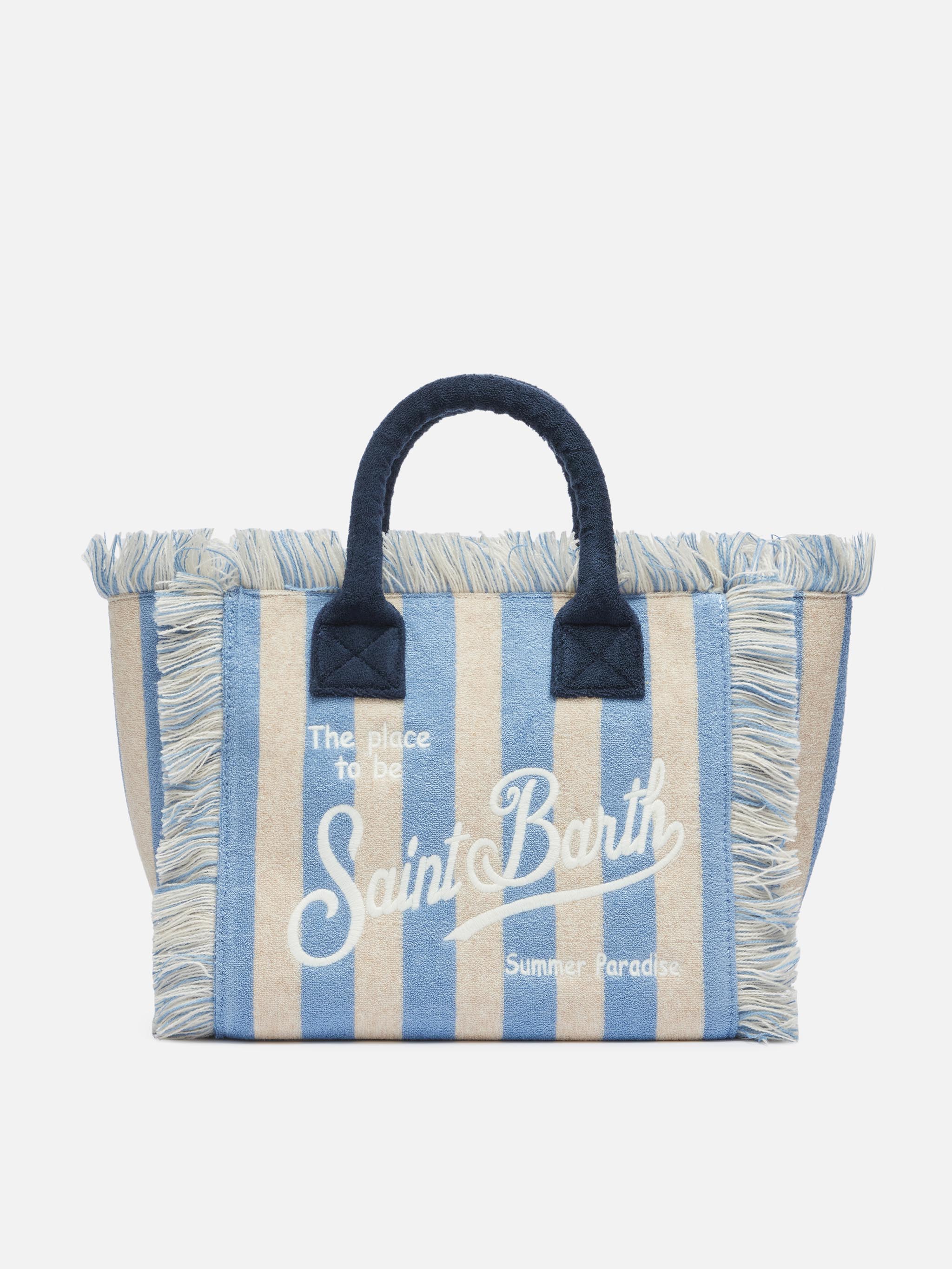Borsa Colette in spugna con stampa a righe azzurre