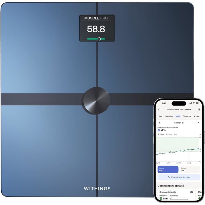 WITHINGS Body Smart - Balance connectée WIFI pèse-personne impédancemètre Noir