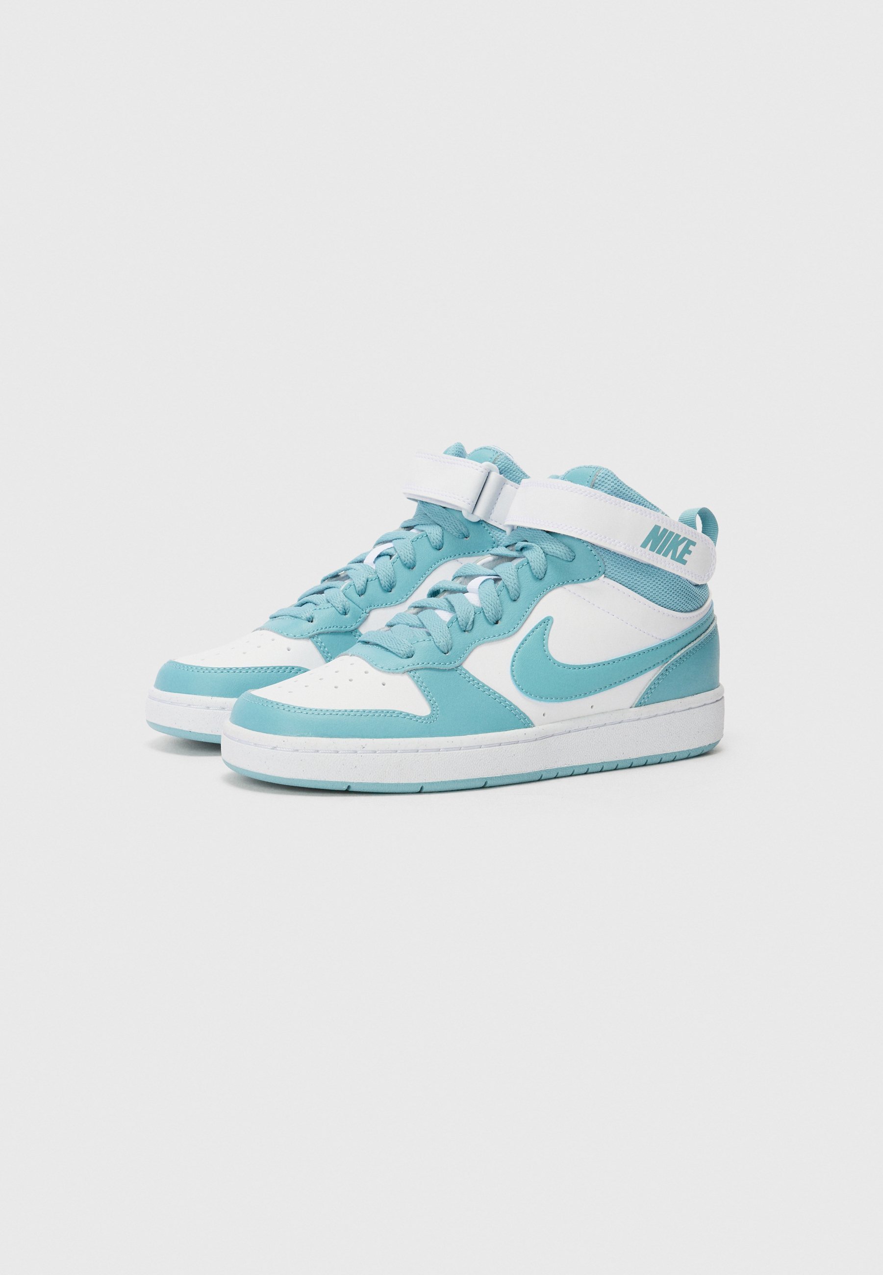 Nike Sportswear COURT BOROUGH MID 2 UNISEX - Hoge sneakers - wit/turkoois
