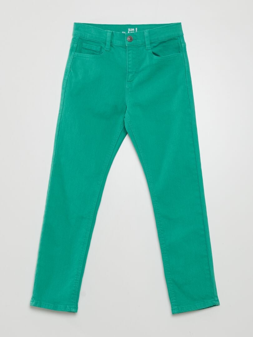 Calça jeans slim de 5 bolsos - VERDE