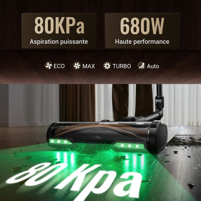 Proscenic P20 - Krachtige draadloze steelstofzuiger voor huisdieren - 80 kPa/180AW/680W - 70 min looptijd - SmartSpeed™ - Verwijderbare accu