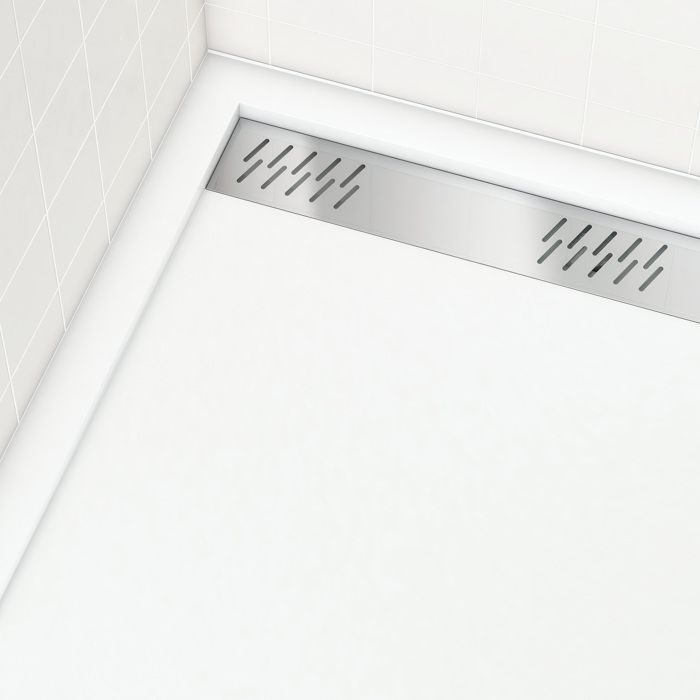 Plato de ducha de acrílico blanco de 80x120x4 cm - Rejilla lineal cromada - BLANQUEAMIENTO II