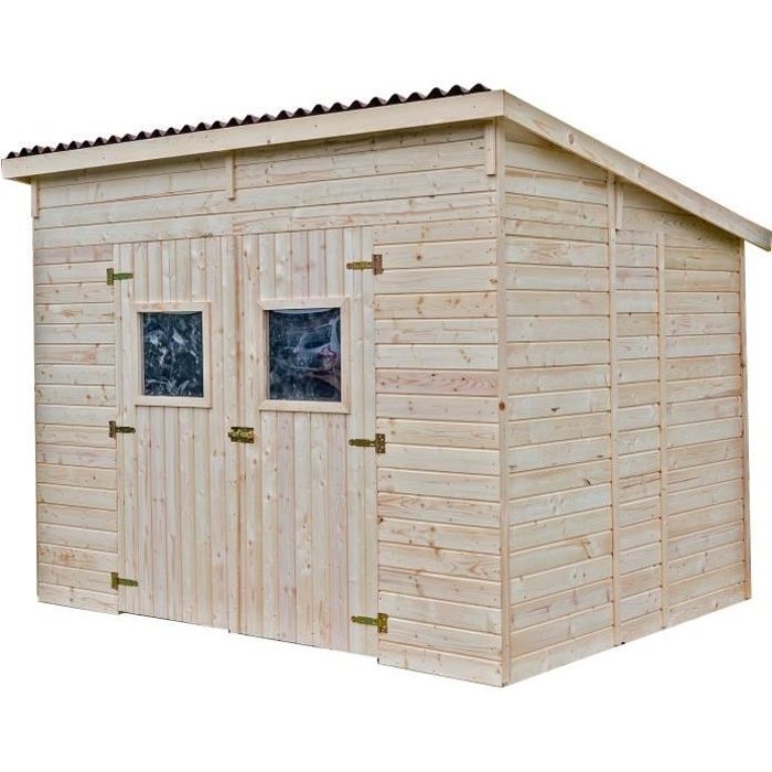 Caseta de jardín HABRITA de paneles y madera maciza - Techo a una sola pendiente - Sin suelo - 16 mm - 6,60 m²