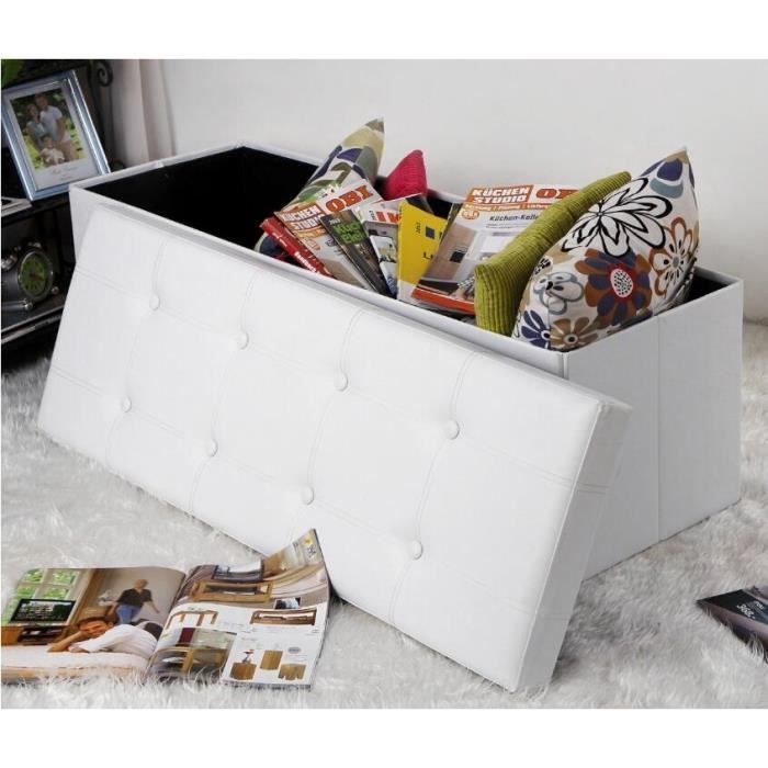 Ottoman sofa with storage compartment - TEENO® - White - Faux leather - 110 x 38 x 38 cm