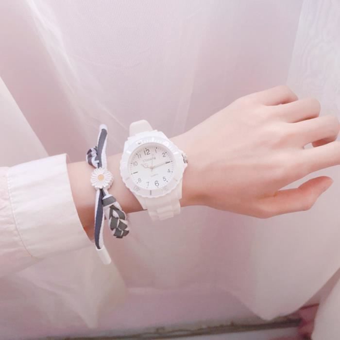Set orologio per bambine + braccialetto con margherite bianche di alta qualità per adolescenti - regalo perfetto per le bambine