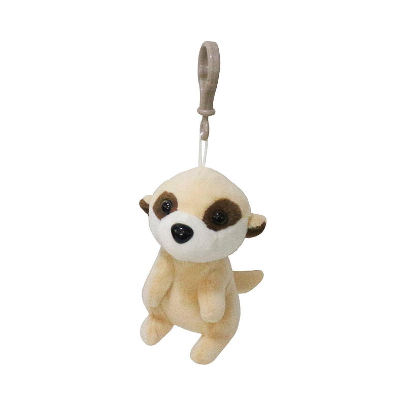 Mini mono FunToys con clip, color beige.