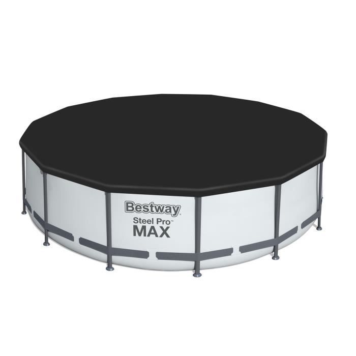 Kit Piscine hors sol tubulaire - BESTWAY - Steel Pro Max™ - 427 x 107 cm - Ronde (Pompe, échelle, bâche et cartouche de filtration)
