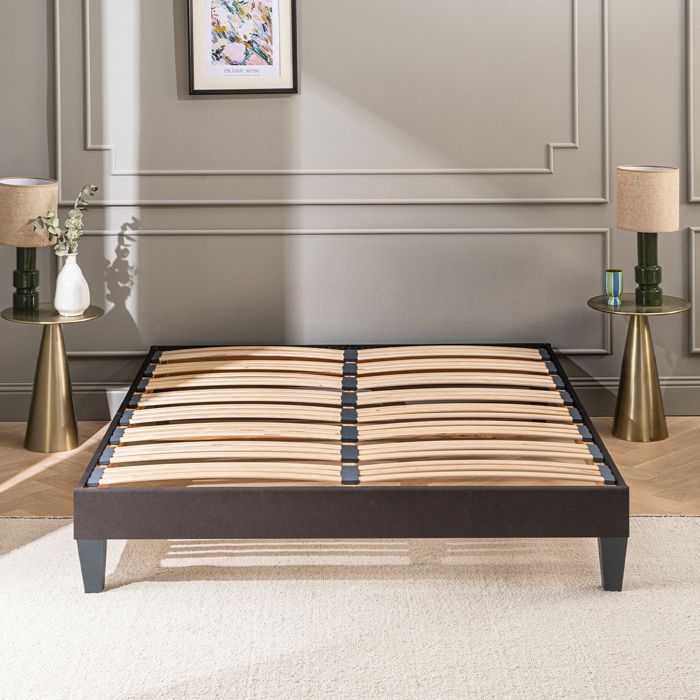 Sommier à lattes en bois Kit15 200x200 cm Coloris Gris anthracite Livré en kit