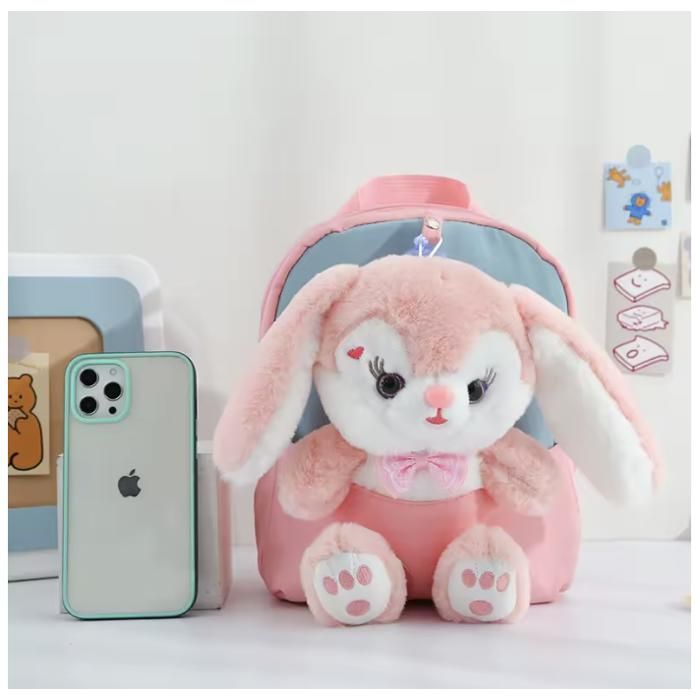 Mochila infantil de coelho de pelúcia 22x26 cm – Mochila pré-escolar impermeável para crianças de 1 a 6 anos – Mochila leve e fofa para berçário