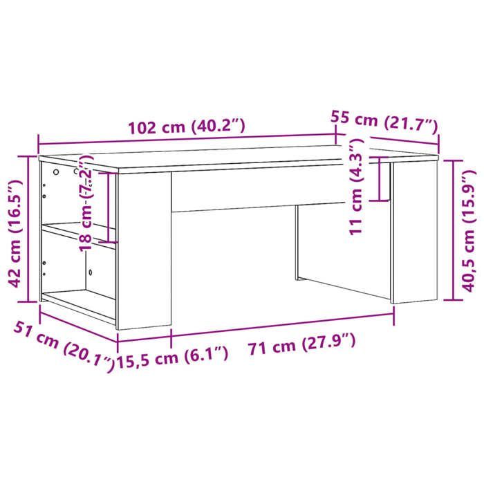 Tavolino da caffè vidaXL, grigio cemento, 102x55x42 cm, legno composito, tavolino laterale, tavolino da soggiorno, tavolino d'appoggio, 831856